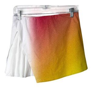 On Court Skirt Skort Side Pleat Run On Clouds White Red Yellow Womens Size S NEW